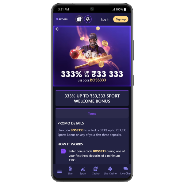 An image showing the latest Betvibe welcome offer