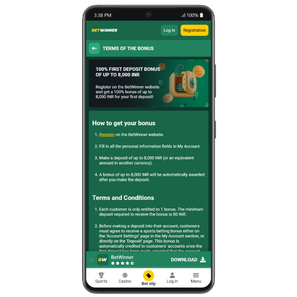An image showing the latest Betwinner welcome offer