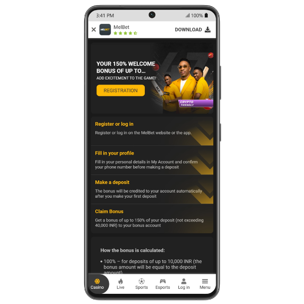 An image showing the latest Melbet welcome offer 