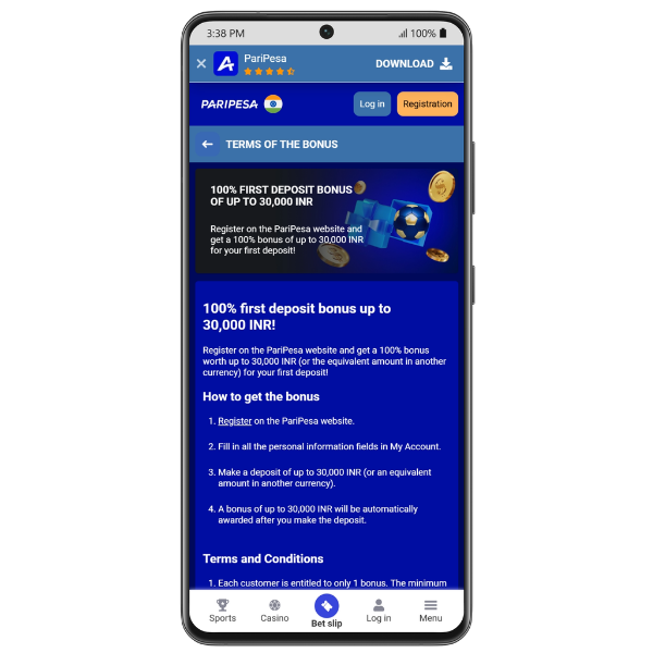 An image showing the latest Paripesa welcome offer