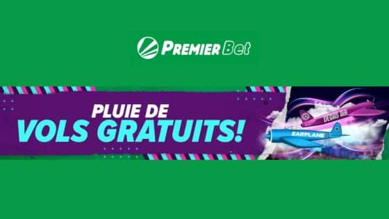 Pluie de vols gratuits promotion apr&egrave;s inscription code promo Premier Bet