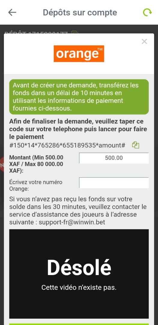 1er d&eacute;p&ocirc;t Winwin avec le code promo WINFOOT