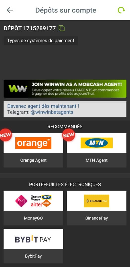 Code promo WinWin - moyens de paiement