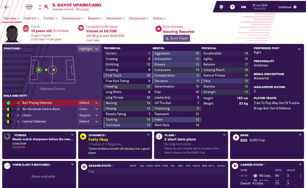 Dayot Upamecano, Football Manager 19