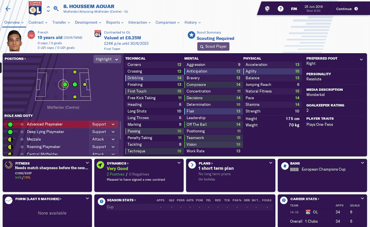 Houssem Aouar, Football Manager