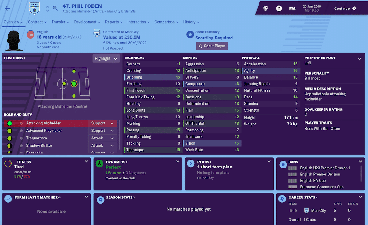 Phil Foden, Football Manager