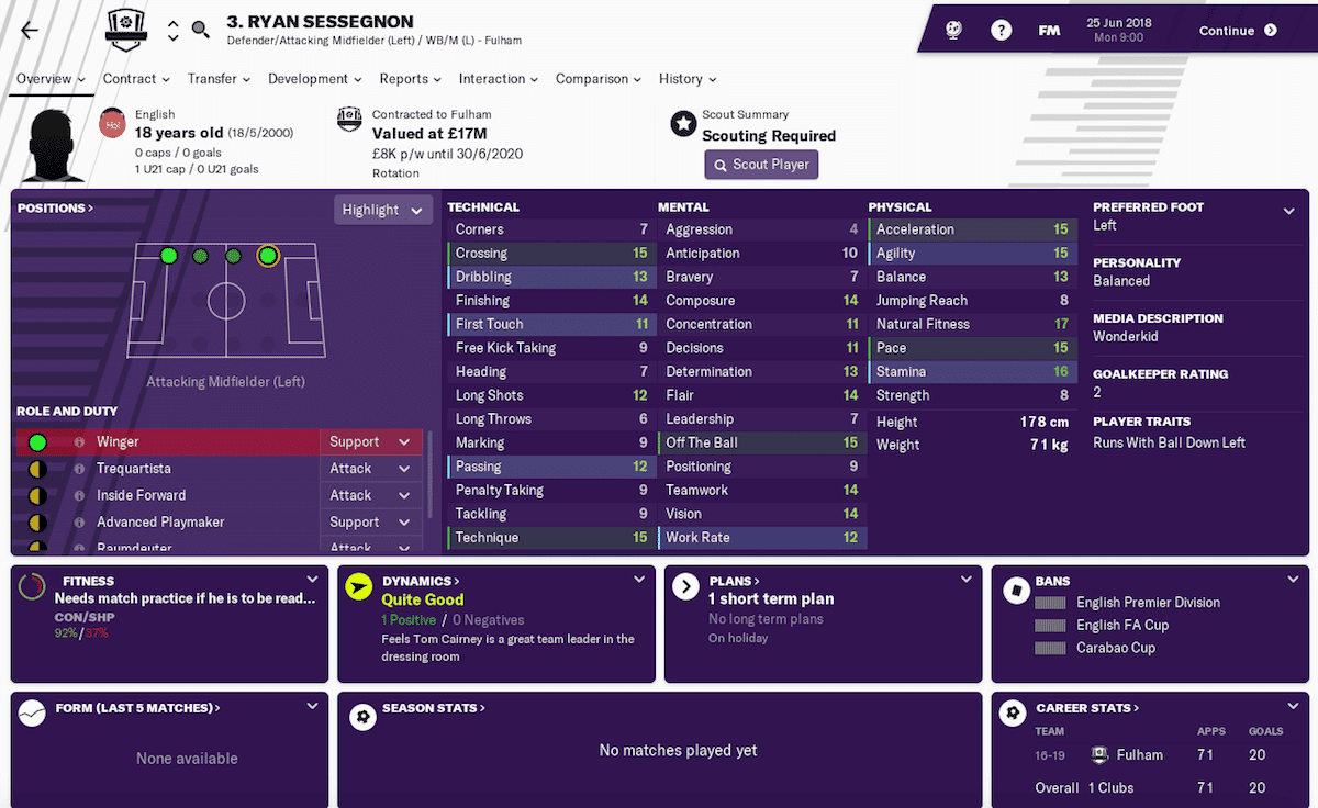 Ryan Sessegnon, Football Manager