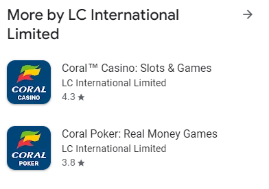 Other Coral apps include Coral Connect App, Coral Live Casino App And Poker App, Coral Vegas App, and Coral Radio