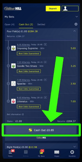 william hill cash out how to