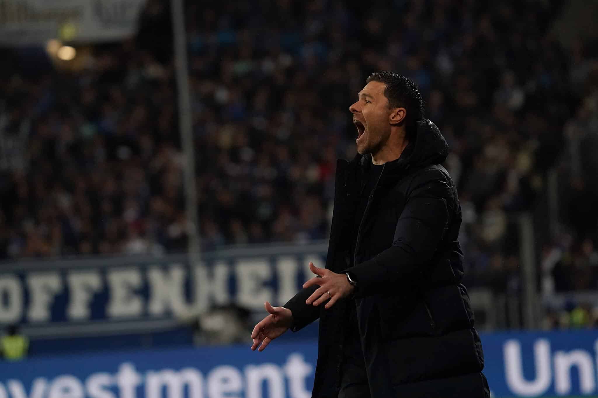 Xabi Alonso shouting on the touchline