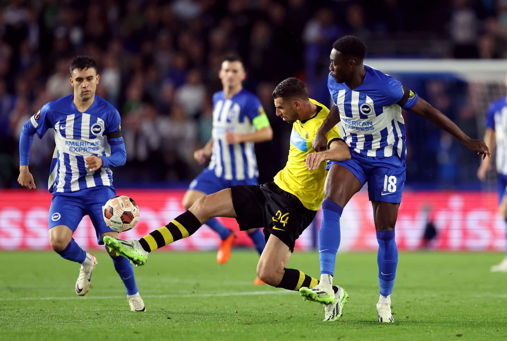 AEK Athens' Gerasimos Mitoglou and Brighton and Hove Albion's Danny Welbeck