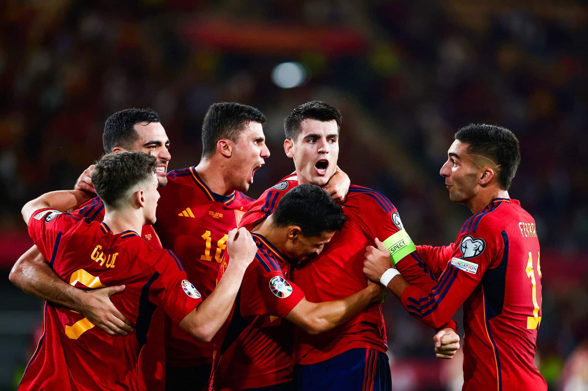 Spain celebrate goal