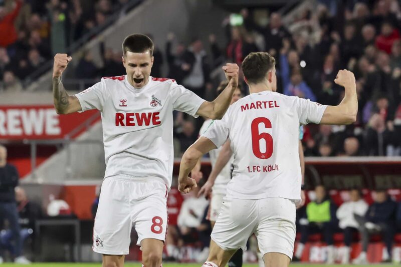 Cologne celebrating in the Bundesliga