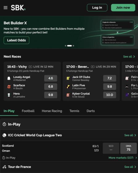 SBK sports betting markets