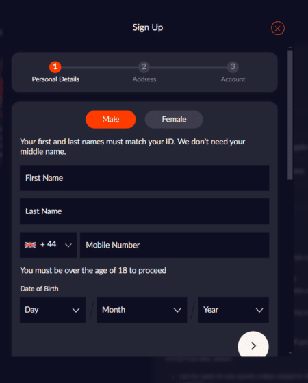 Betano UK sign up page with offer