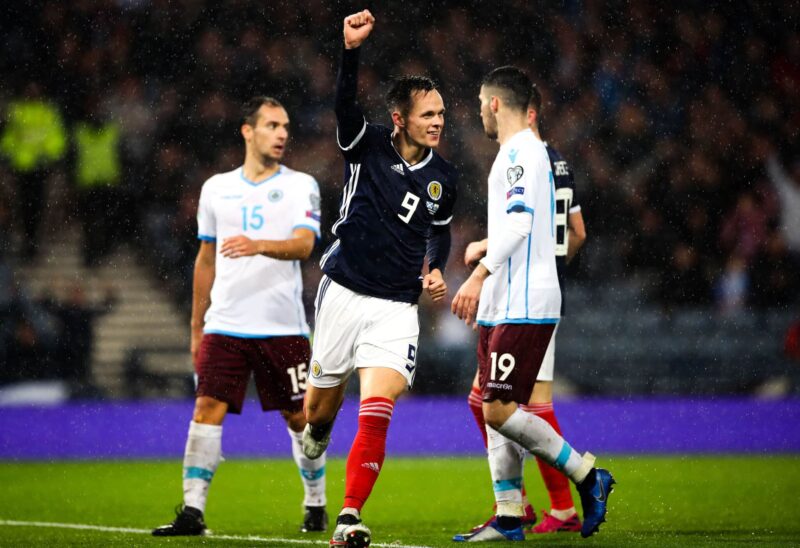 Lawrence Shankland after scoring for Scotland