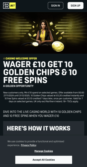 dazn bet casino promo code