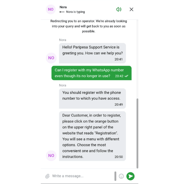 Paripesa customer support