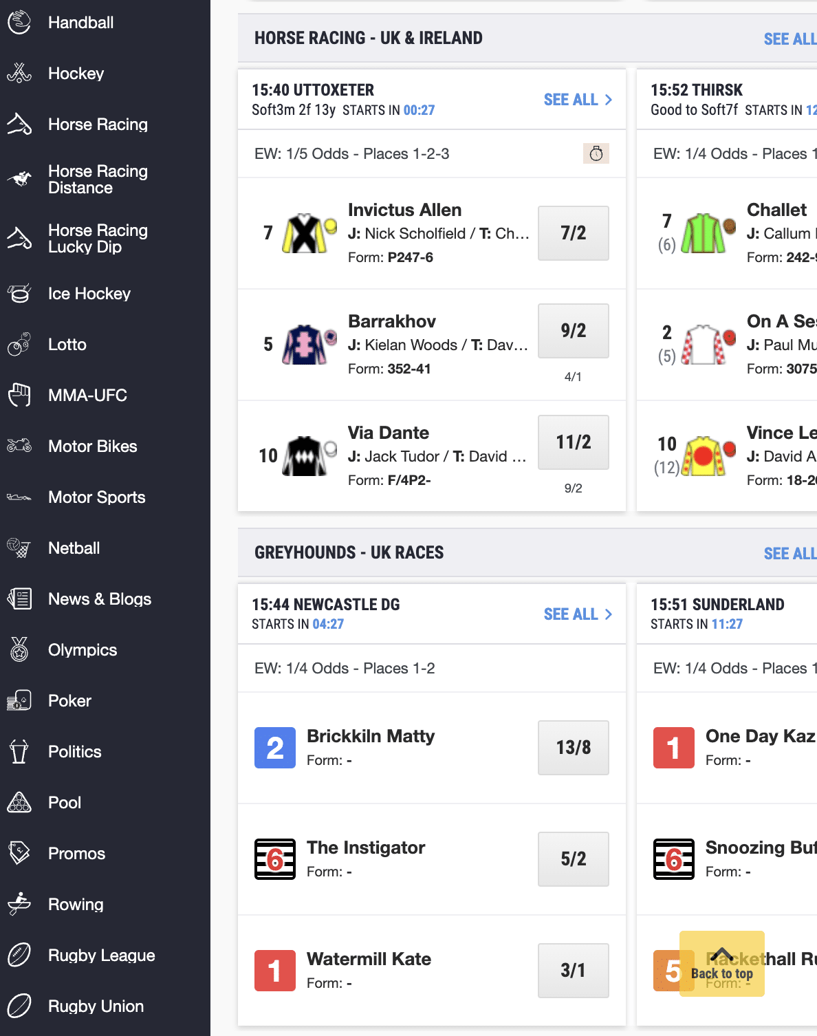 Ladbrokes app sports betting menu