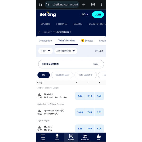 Betking mobile version