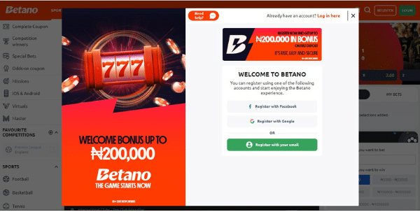 Betano registration process