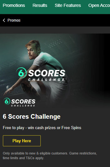 bet365 6 scores challenge page football betting in the UK