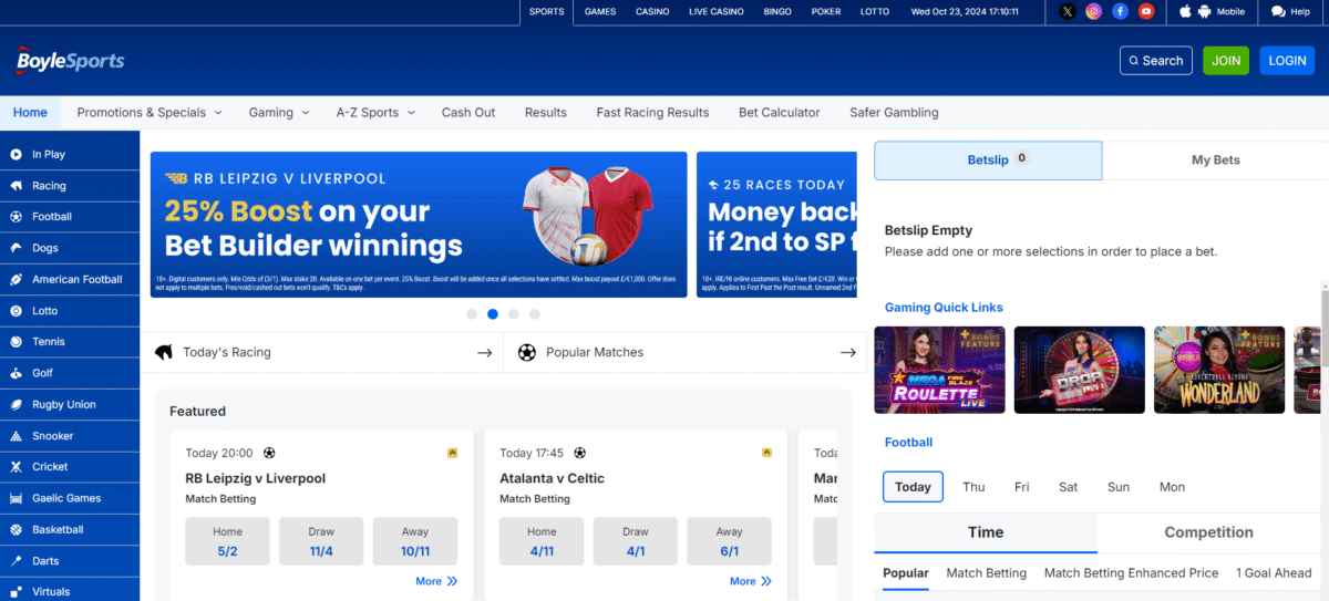 Boylesports sports betting page UK
