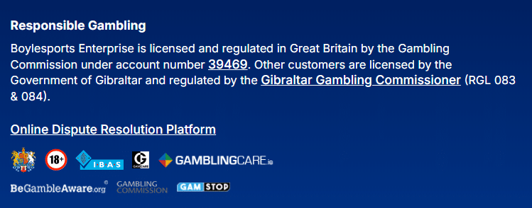 Boylesports safety and licensing UK