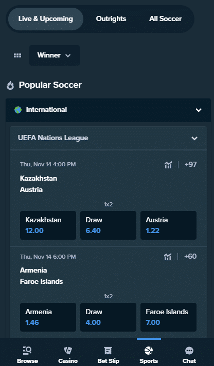 stake bonus code for soccer bets on the UEFA nations league