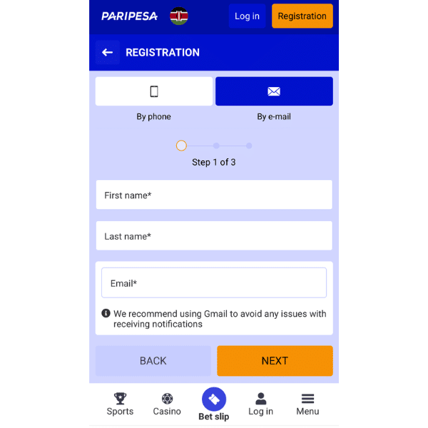 Paripesa sign up by email