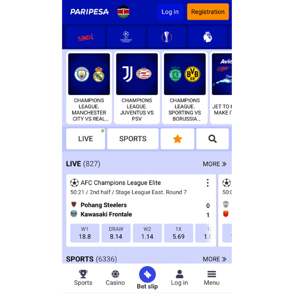 Paripesa homepage