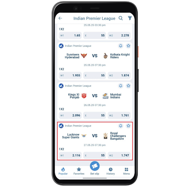 Selecting a pre-match IPL bet on LSG vs. RCB 