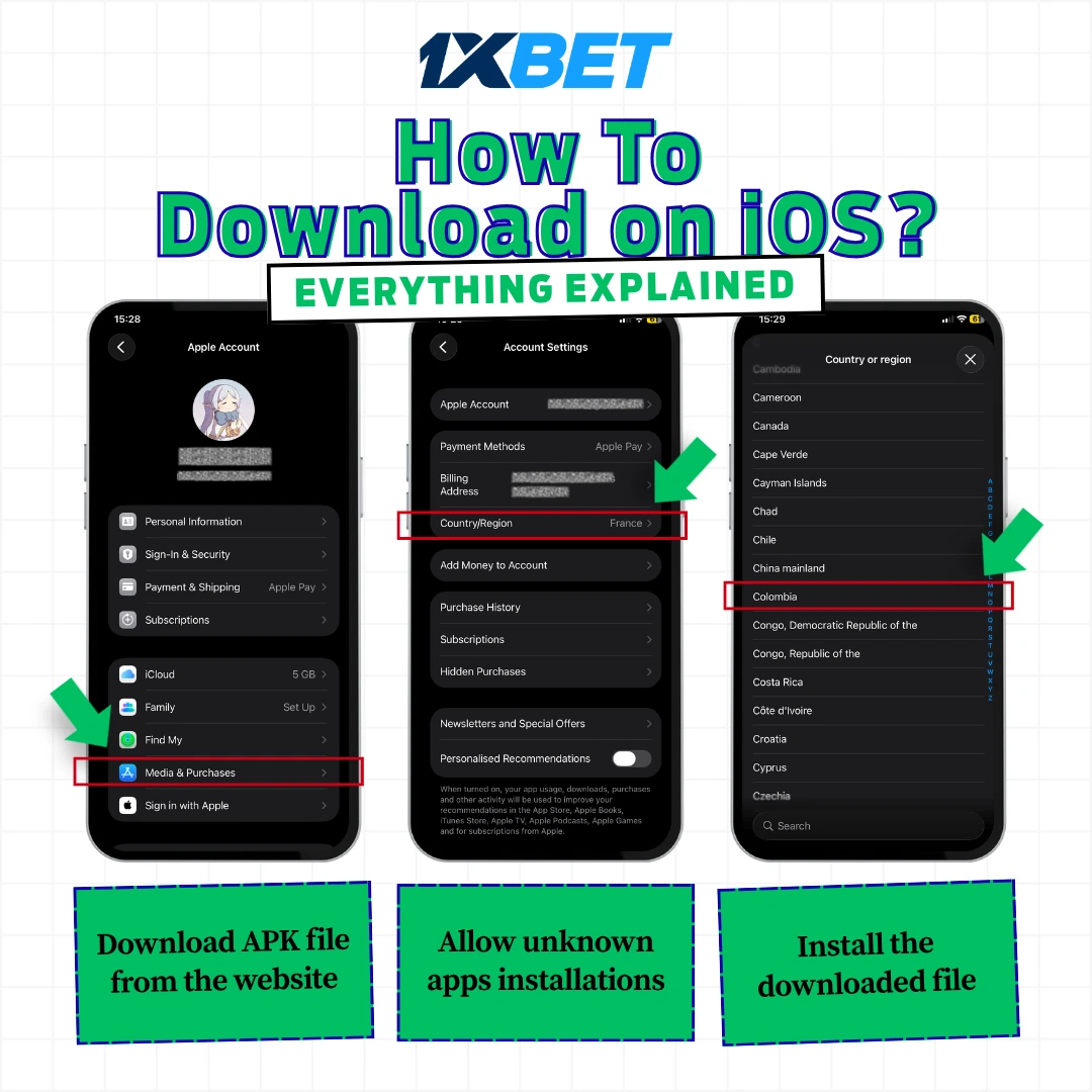 1xbet App iOS Download steps
