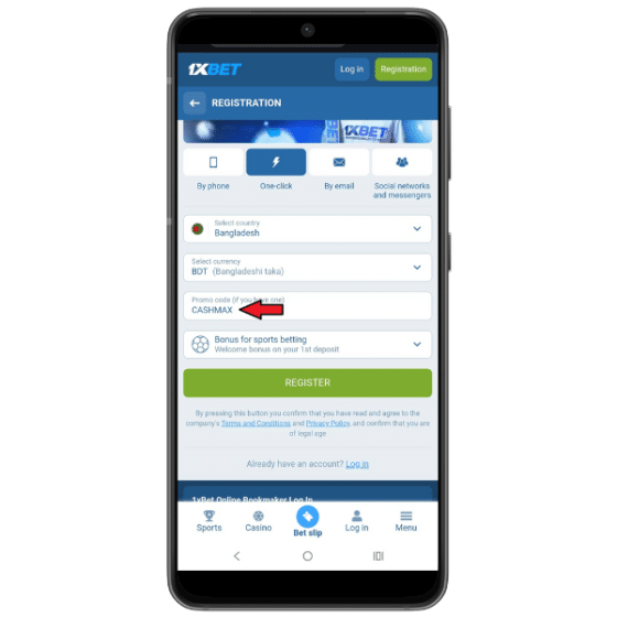 Betting site registration