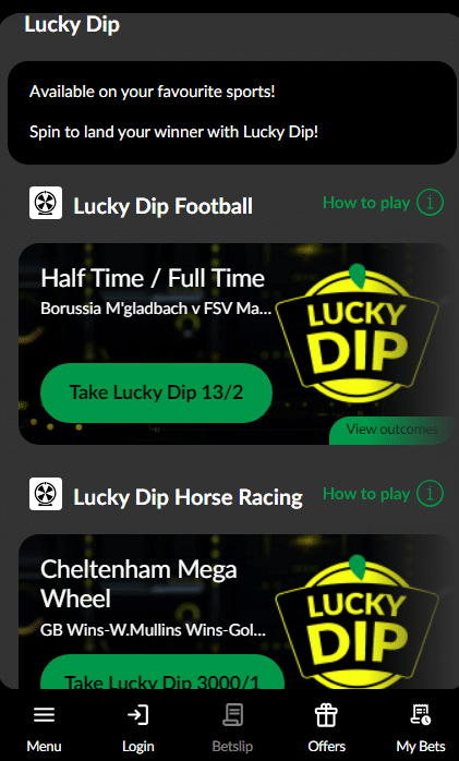 Lucky dip offers parimatch UK