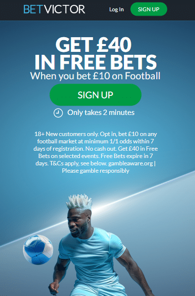 betvicto sign up offer - how to get 40 in free bets