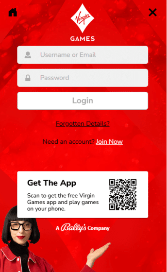 Signing up with Virgin Games Promo Code to claim the welcome offer 