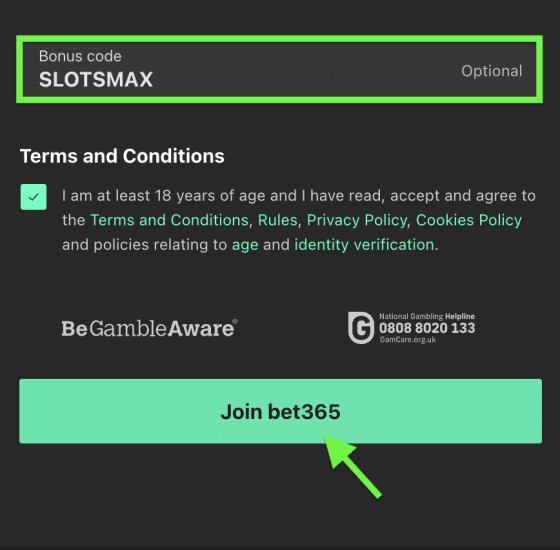 Bet365 casino bonus code SLOTSMAX: enter code guide