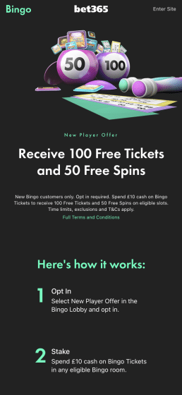 Bet365 bingo bonus code