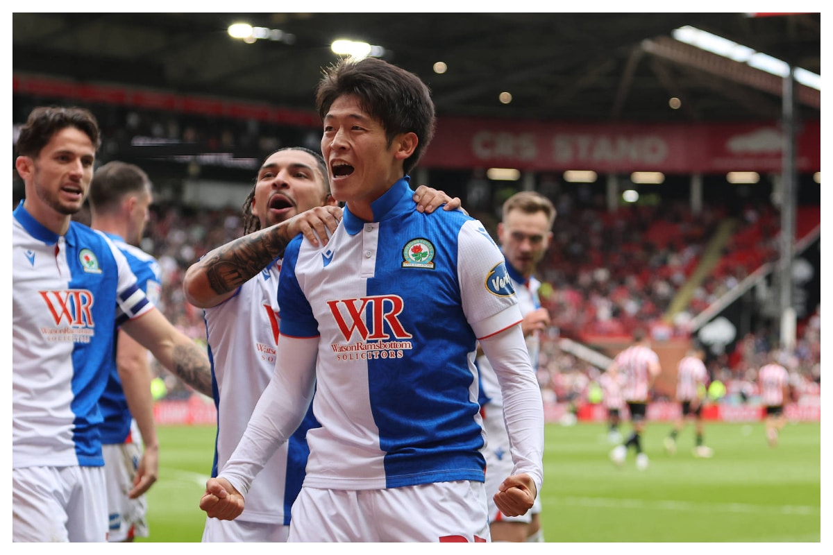 Blackburn star Yuki Ohashi celebrating