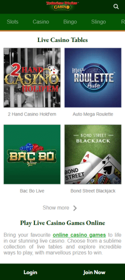 Rainbow riches live casino table games 
