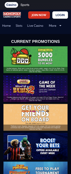 Monopoly casino promotions