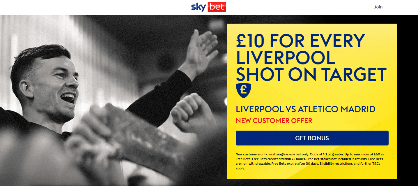 Sky Bet Liverpool vs Atletico Madrid offer