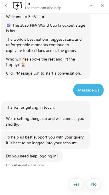 betvictor bot message box