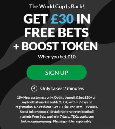 betvictor sign up offer: &pound;bet 10 get &pound;30 in free bets