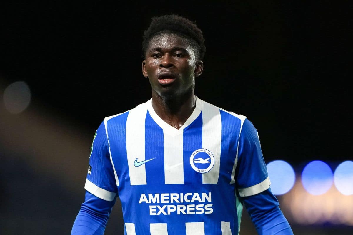 Brighton midfielder Carlos Baleba in action