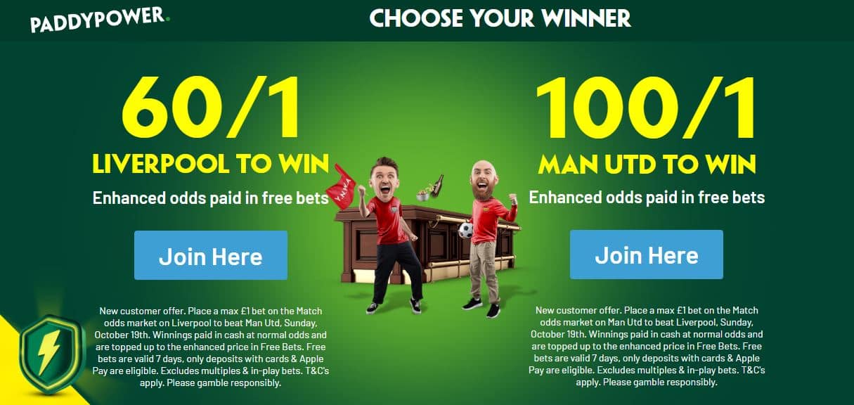 Paddy Power Liverpool vs Man Utd Choose Your Winner