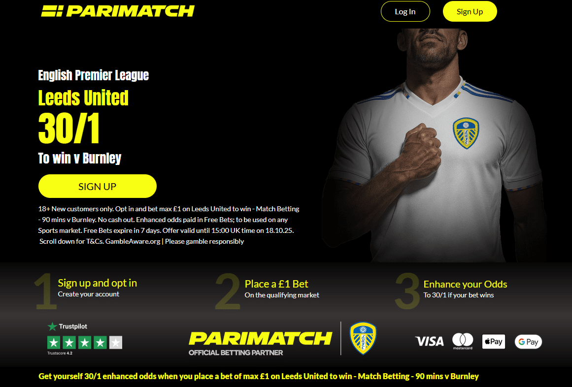 Parimatch Leeds vs Burnley promo offer