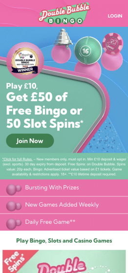 Double bubble bingo promo code 