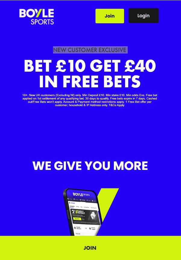 Boyle Sports sign-up offer